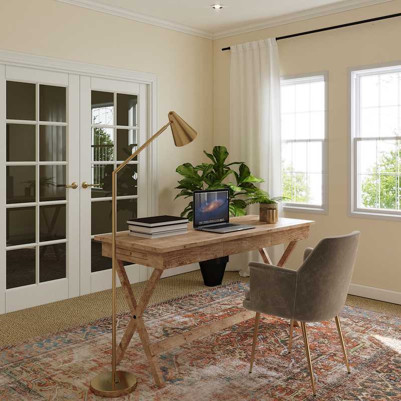 Eclectic, Bohemian, Farmhouse Office Design by Havenly Interior Designer Nichole