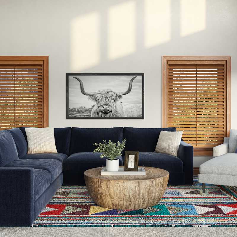 Bohemian, Midcentury Modern Living Room Design by Havenly Interior Designer Kylie