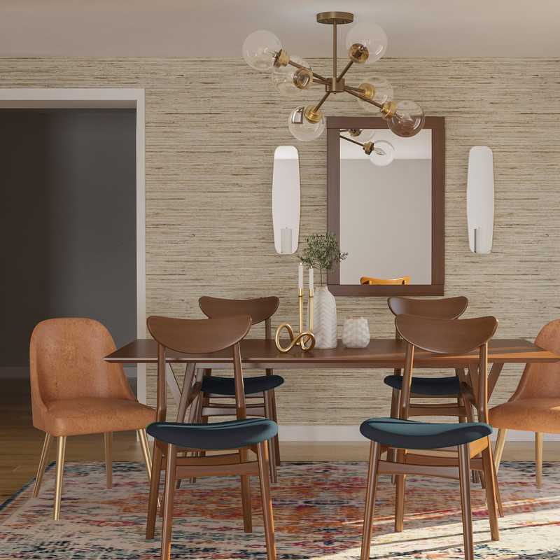 Bohemian, Midcentury Modern Dining Room Design by Havenly Interior Designer Kaity