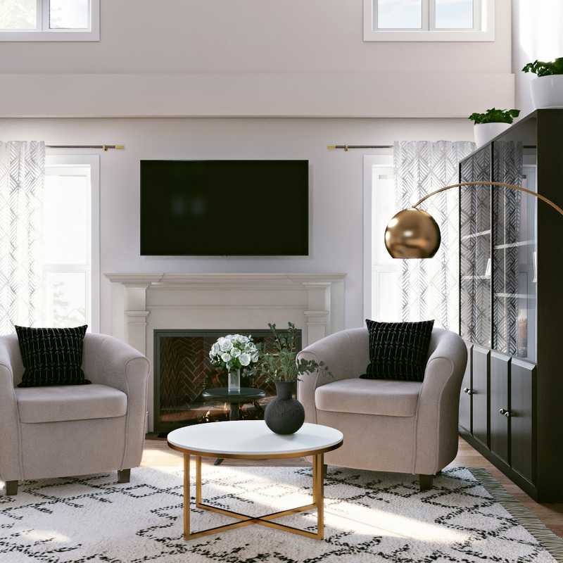 Contemporary, Bohemian, Midcentury Modern, Scandinavian Living Room Design by Havenly Interior Designer Masooma