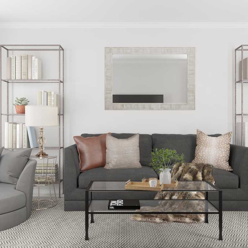 Glam, Rustic Living Room Design by Havenly Interior Designer LuAnne
