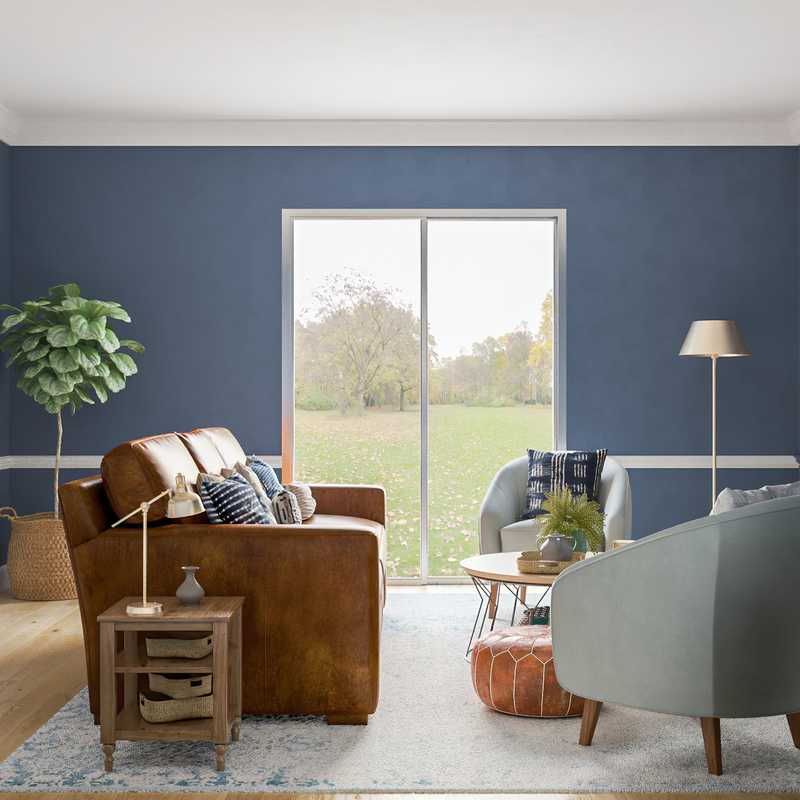 Contemporary, Modern, Coastal, Farmhouse, Rustic, Midcentury Modern Living Room Design by Havenly Interior Designer Anna