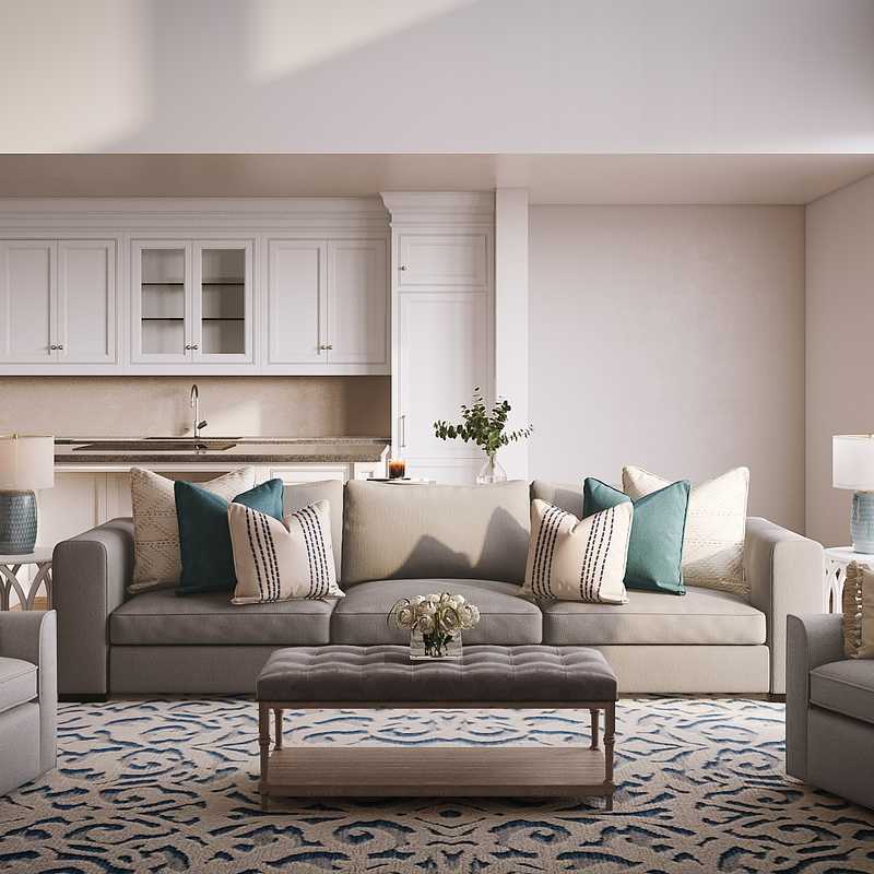 Coastal, Farmhouse Living Room Design by Havenly Interior Designer Austin