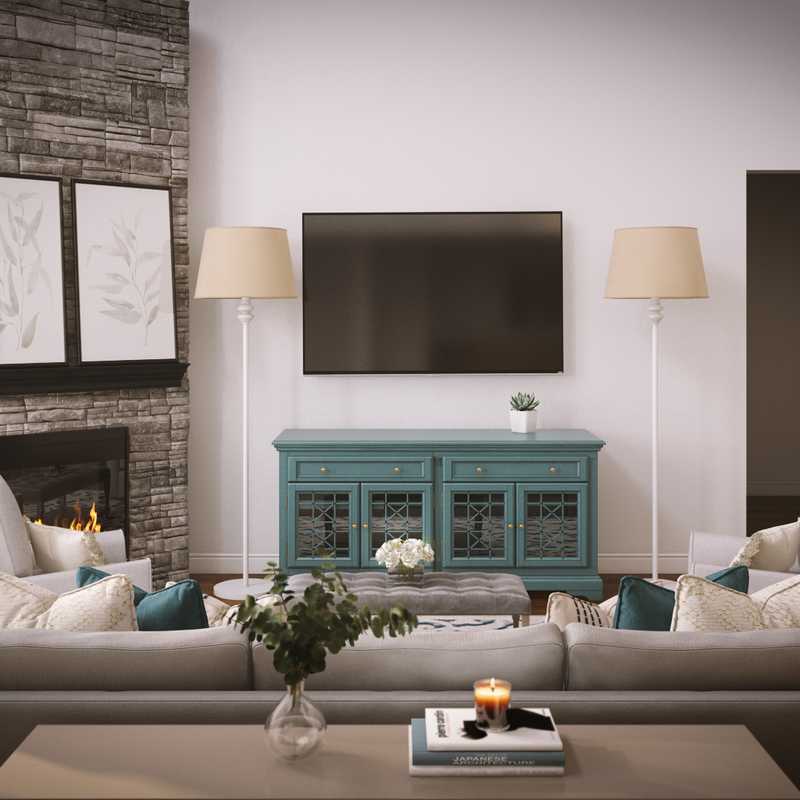 Coastal, Farmhouse Living Room Design by Havenly Interior Designer Austin