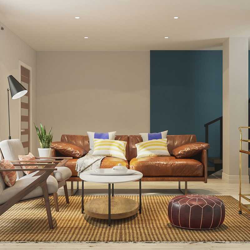 Bohemian, Midcentury Modern Living Room Design by Havenly Interior Designer Laura
