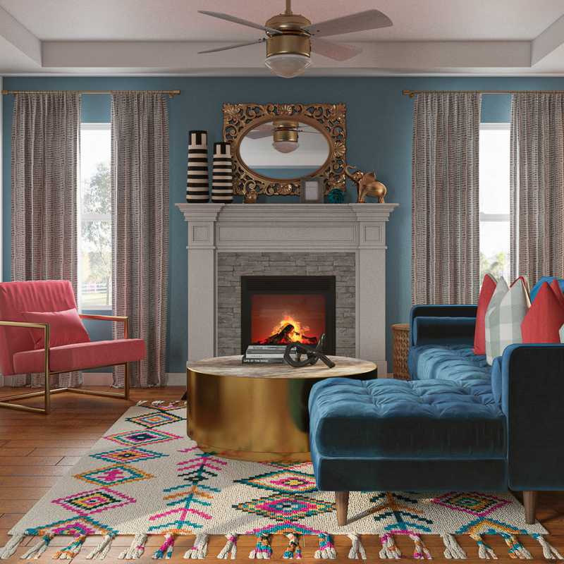 Modern, Glam, Midcentury Modern Living Room Design by Havenly Interior Designer Abi
