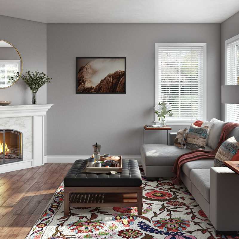 Bohemian, Farmhouse Living Room Design by Havenly Interior Designer Jen