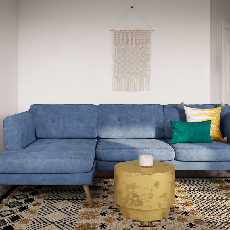 Bohemian, Midcentury Modern Living Room Design by Havenly Interior Designer Kaylee