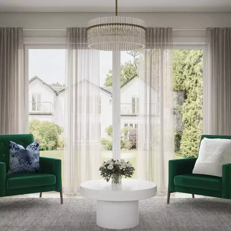 Glam, Midcentury Modern, Minimal Living Room Design by Havenly Interior Designer Ariadna