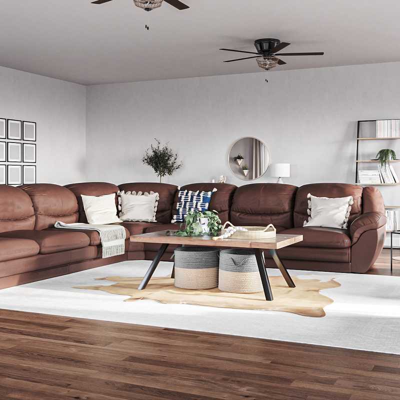 Bohemian, Midcentury Modern Living Room Design by Havenly Interior Designer Carsey