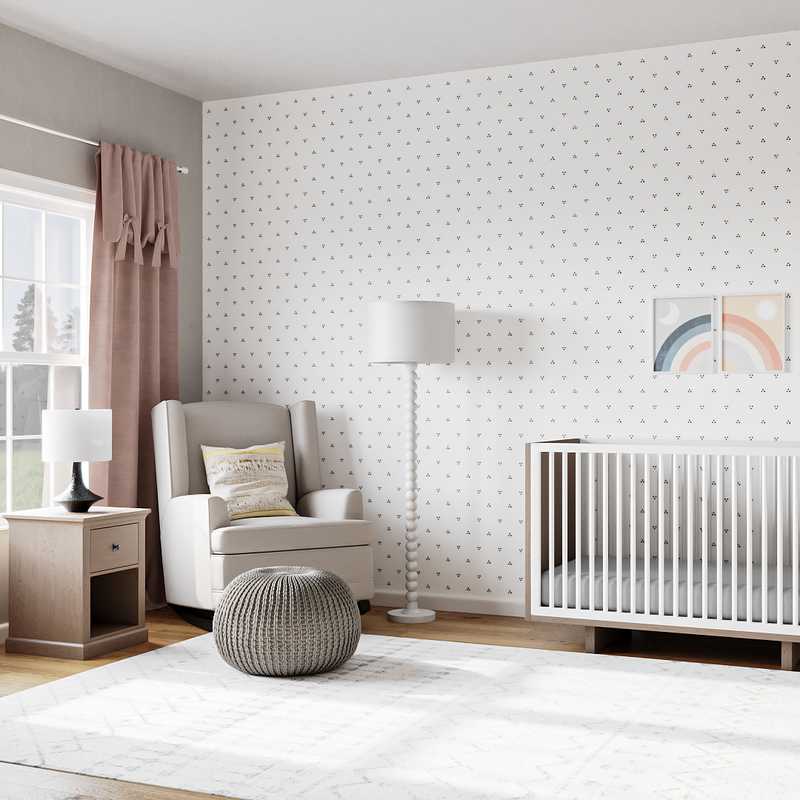 Bohemian, Midcentury Modern Nursery Design by Havenly Interior Designer Sofia
