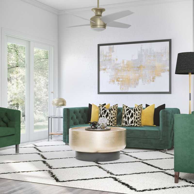Modern, Glam, Preppy Living Room Design by Havenly Interior Designer Briana