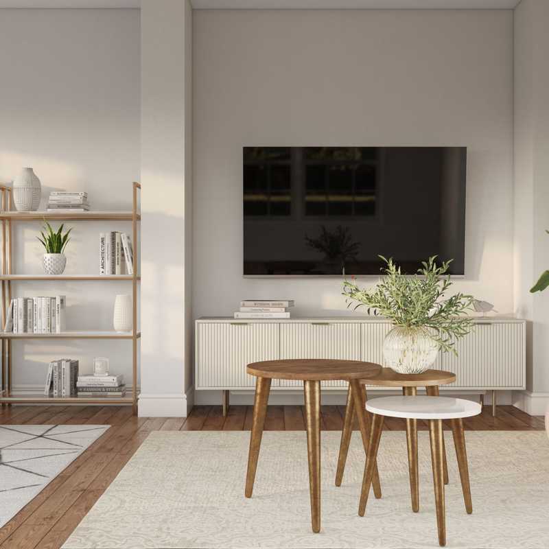 Glam, Preppy Living Room Design by Havenly Interior Designer Austin