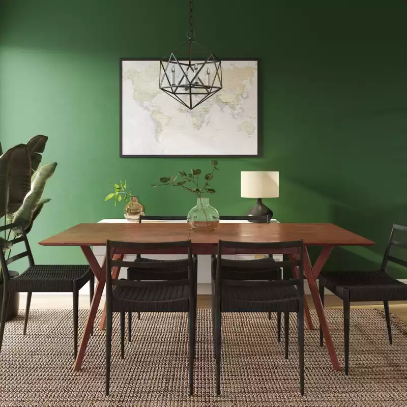 Bohemian, Midcentury Modern Dining Room Design by Havenly Interior Designer Catalina