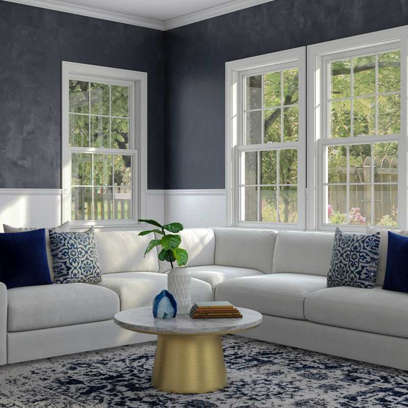 Glam, Farmhouse Living Room Design by Havenly Interior Designer Carly