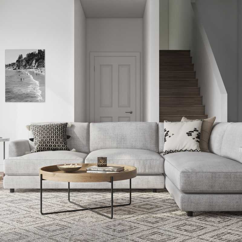 Contemporary, Bohemian, Industrial, Minimal, Scandinavian Living Room Design by Havenly Interior Designer Christina