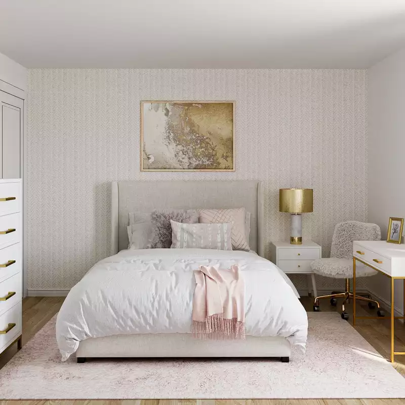 Glam, Preppy Bedroom Design by Havenly Interior Designer Shauna