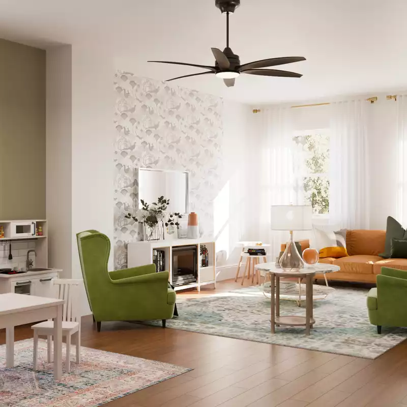Contemporary, Modern, Classic, Eclectic, Bohemian, Farmhouse, Global, Midcentury Modern Living Room Design by Havenly Interior Designer Marina