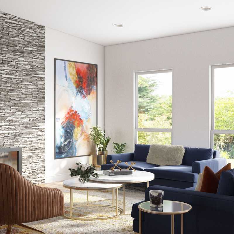 Contemporary, Modern, Eclectic, Glam, Midcentury Modern Living Room Design by Havenly Interior Designer Shalene