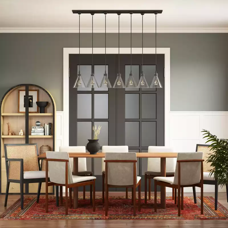 Eclectic, Global, Midcentury Modern Dining Room Design by Havenly Interior Designer Paige