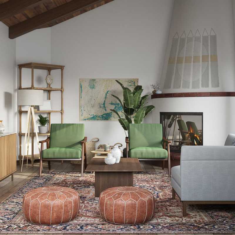 Bohemian, Global, Midcentury Modern Living Room Design by Havenly Interior Designer Julia