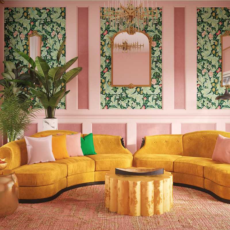 Eclectic, Bohemian, Glam Living Room Design by Havenly Interior Designer Samantha