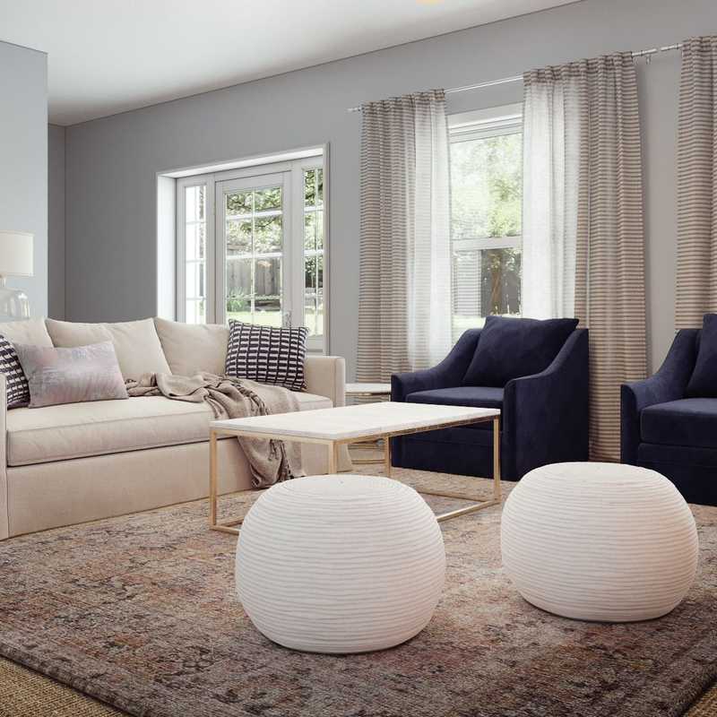 Modern, Coastal, Glam, Traditional Living Room Design by Havenly Interior Designer Mariela