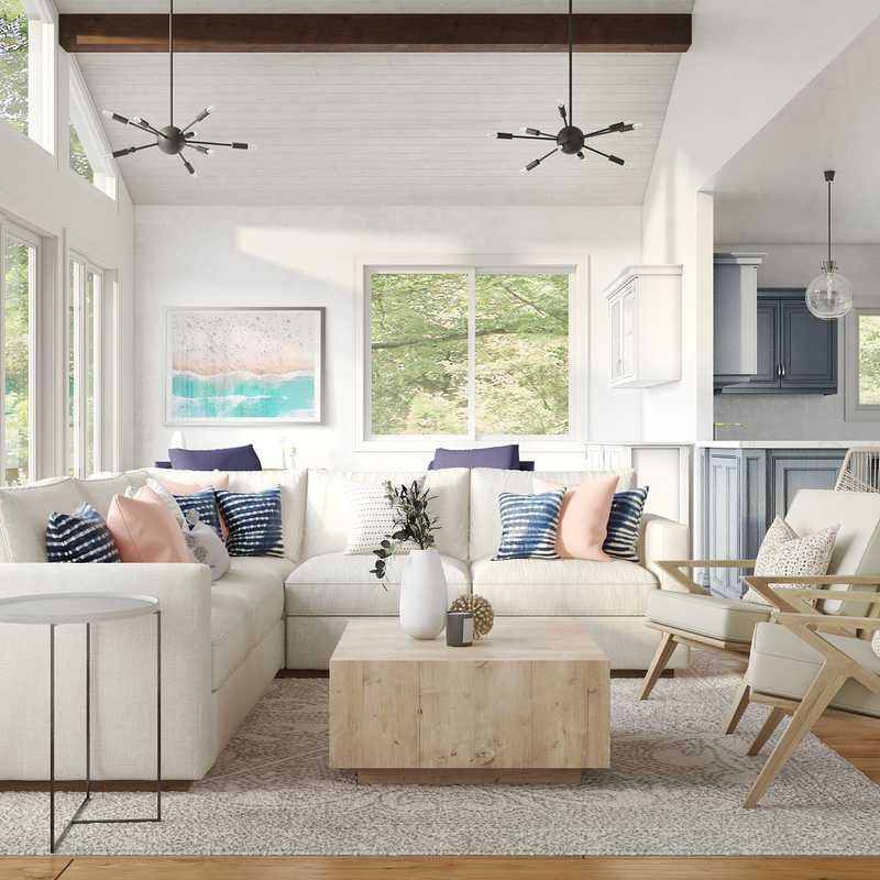 Contemporary, Modern, Bohemian, Coastal, Transitional, Scandinavian Living Room Design by Havenly Interior Designer Lisa