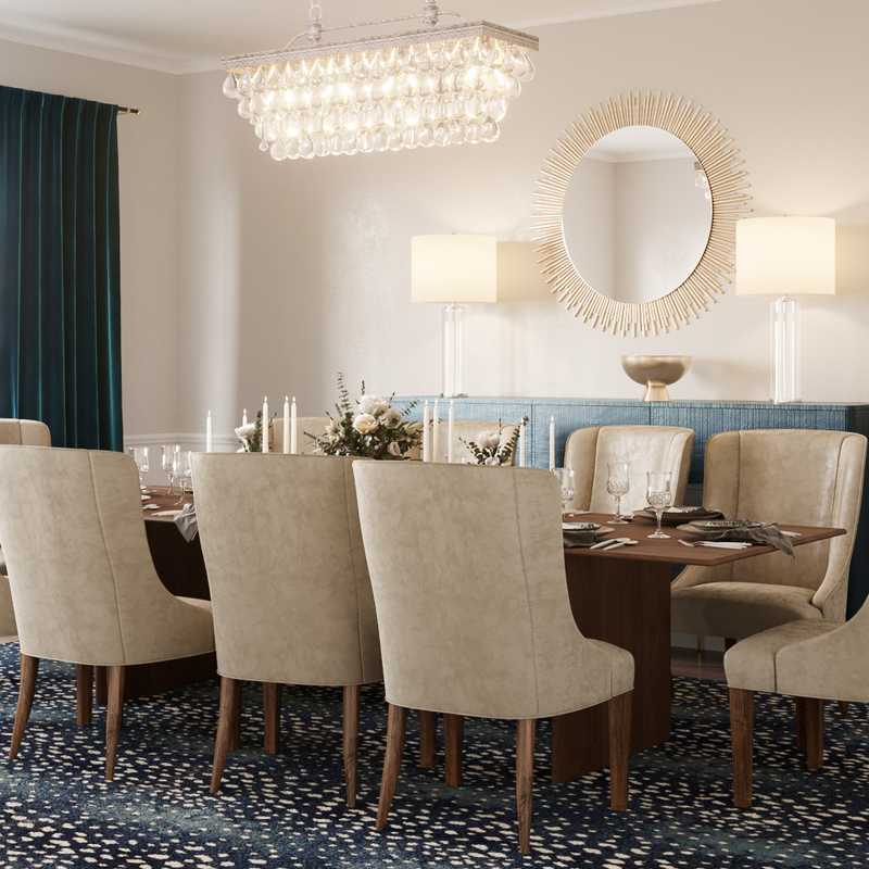 Glam, Transitional Dining Room Design by Havenly Interior Designer Namita