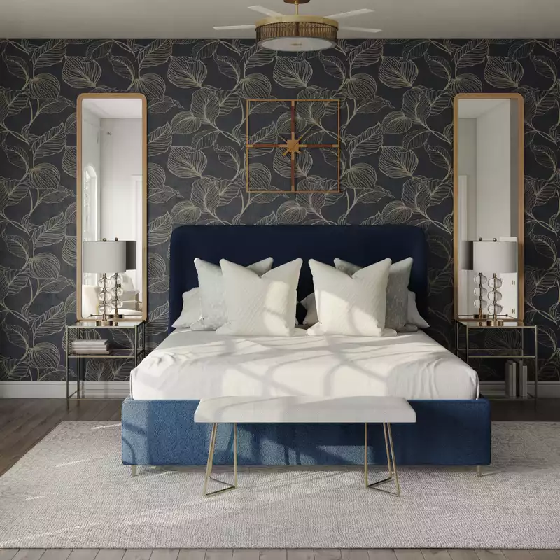 Glam, Midcentury Modern, Preppy Bedroom Design by Havenly Interior Designer Marisol