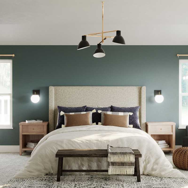 Bohemian, Midcentury Modern Bedroom Design by Havenly Interior Designer Paige