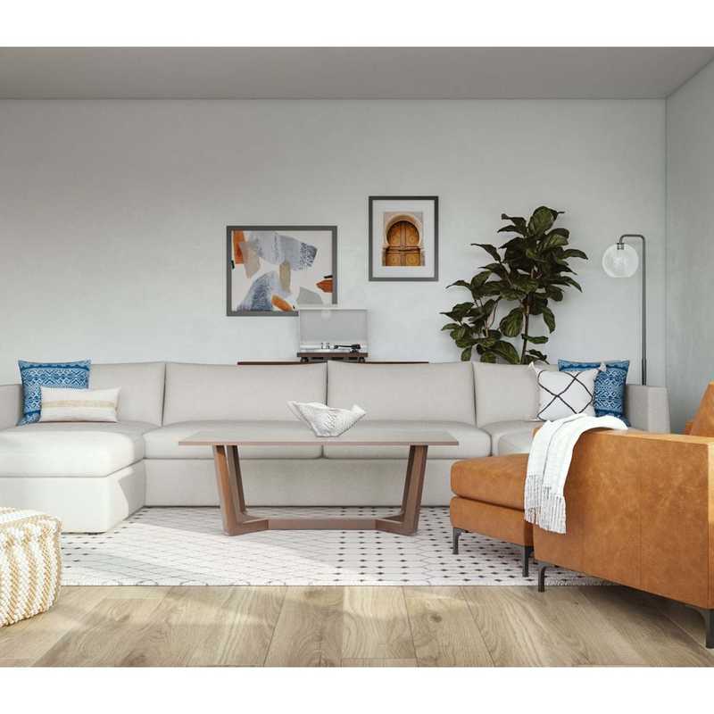 Bohemian, Coastal, Transitional Living Room Design by Havenly Interior Designer Alycia