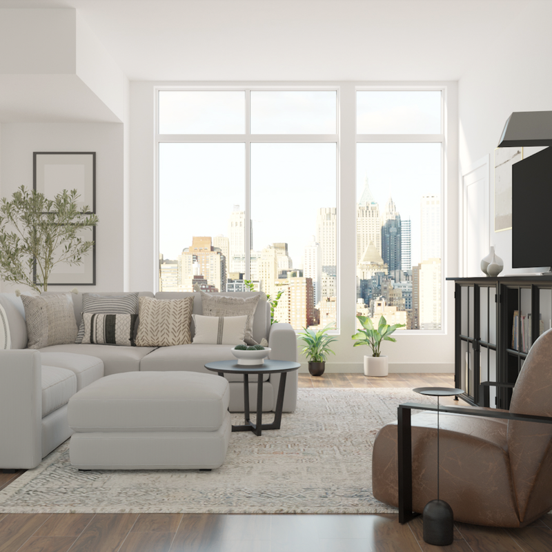 Modern, Midcentury Modern Living Room Design by Havenly Interior Designer Jennifer