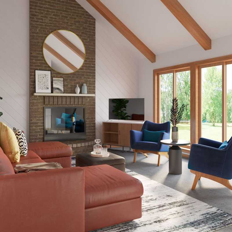 Modern, Midcentury Modern Living Room Design by Havenly Interior Designer Ana