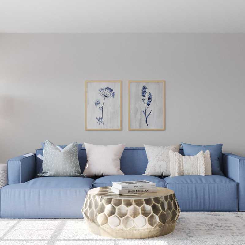 Glam, Transitional, Preppy Living Room Design by Havenly Interior Designer Lisa