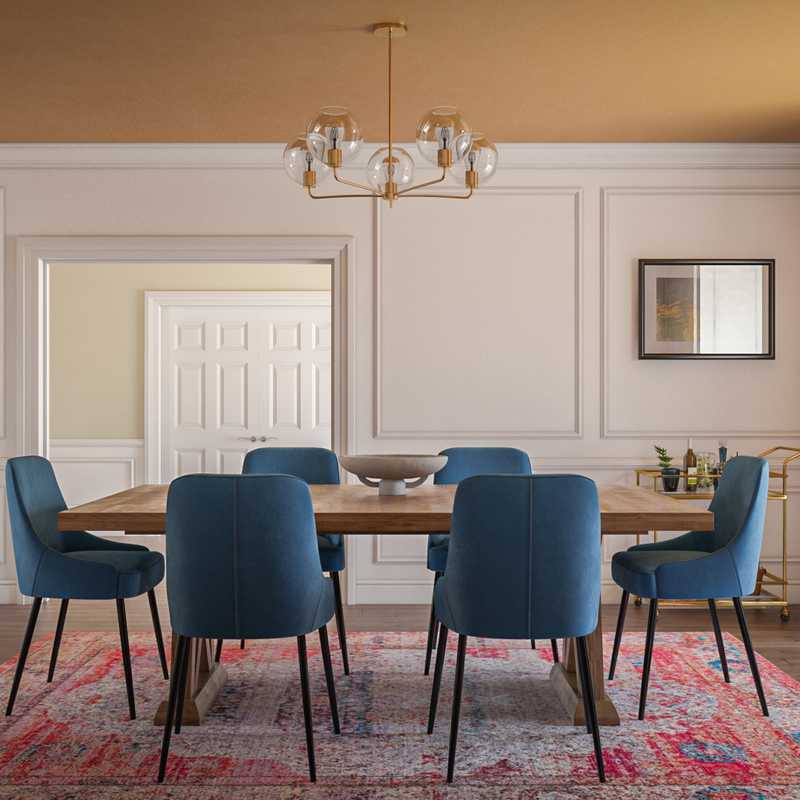 Bohemian, Midcentury Modern Dining Room Design by Havenly Interior Designer Erin