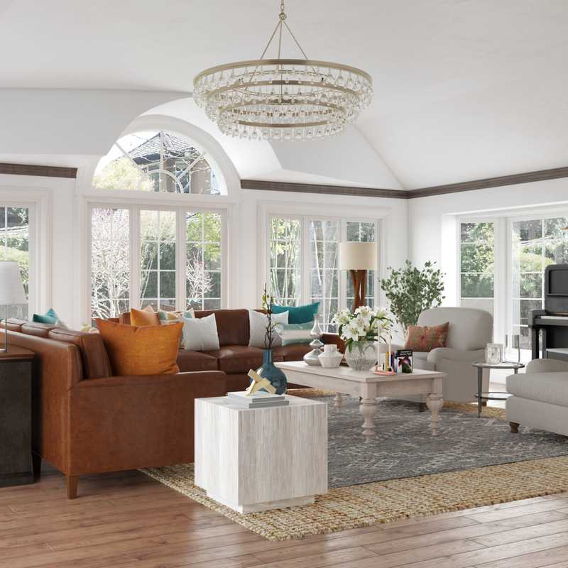 Traditional, Farmhouse Living Room Design by Havenly Interior Designer Elle