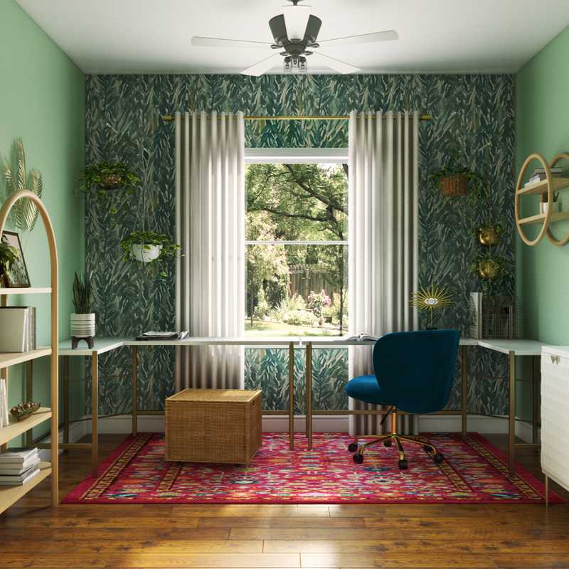 Eclectic, Bohemian, Glam, Global, Scandinavian Office Design by Havenly Interior Designer Christina