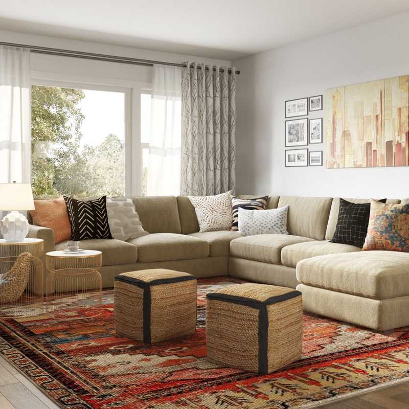 Bohemian, Transitional Living Room Design by Havenly Interior Designer Patrice