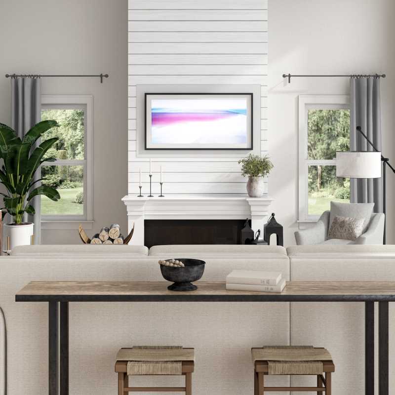 Coastal, Rustic Living Room Design by Havenly Interior Designer Nicole