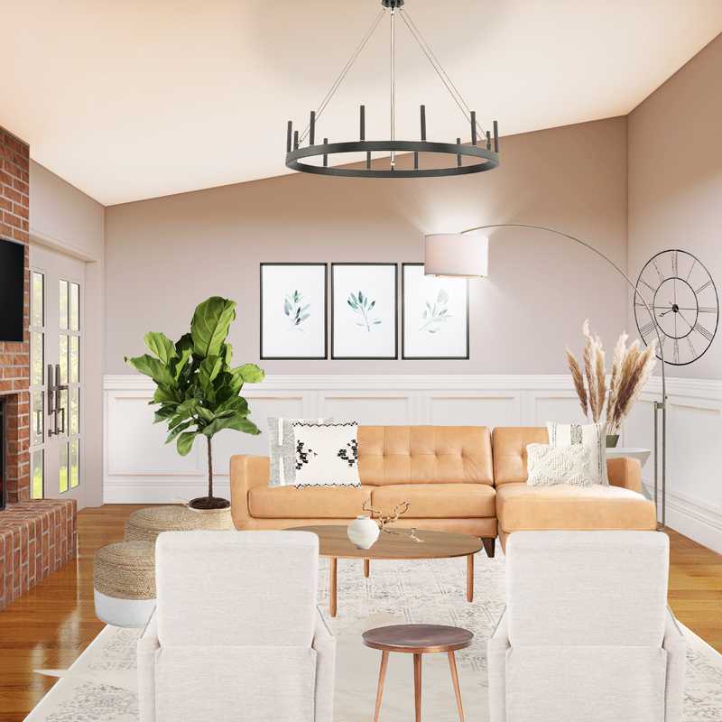 Modern, Industrial, Farmhouse, Transitional, Midcentury Modern, Minimal Living Room Design by Havenly Interior Designer Brittany