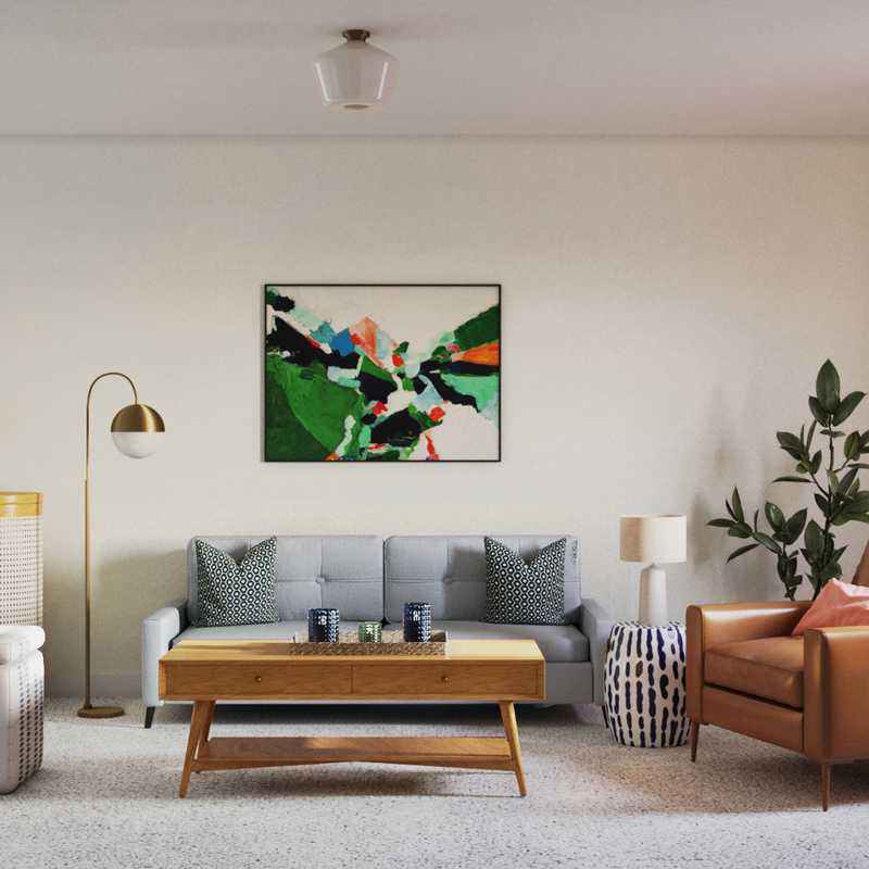 Bohemian, Midcentury Modern Living Room Design by Havenly Interior Designer Julia