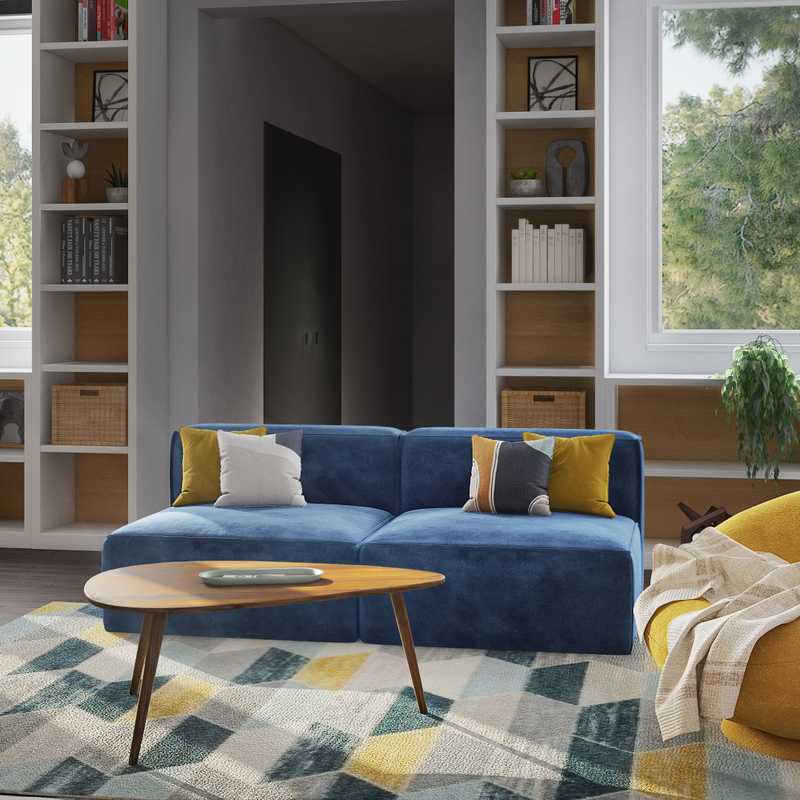 Contemporary, Midcentury Modern Living Room Design by Havenly Interior Designer Freddi