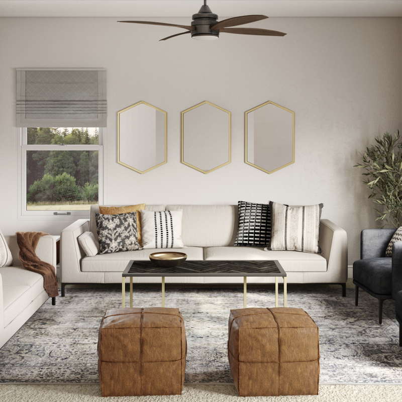 Bohemian, Transitional Living Room Design by Havenly Interior Designer Jennifer