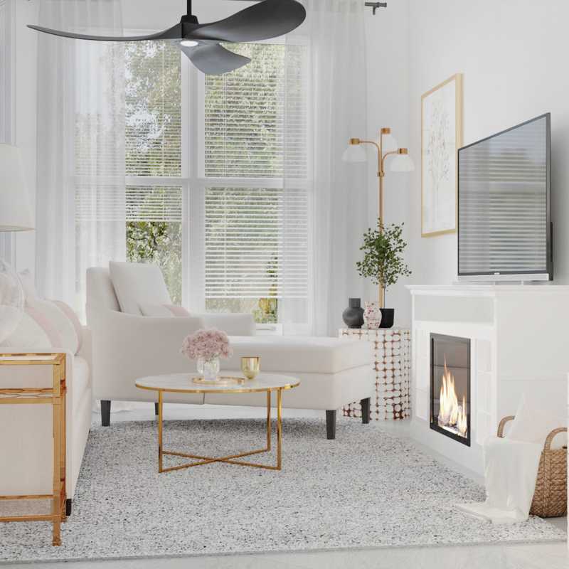 Contemporary, Glam, Transitional Living Room Design by Havenly Interior Designer Ashley