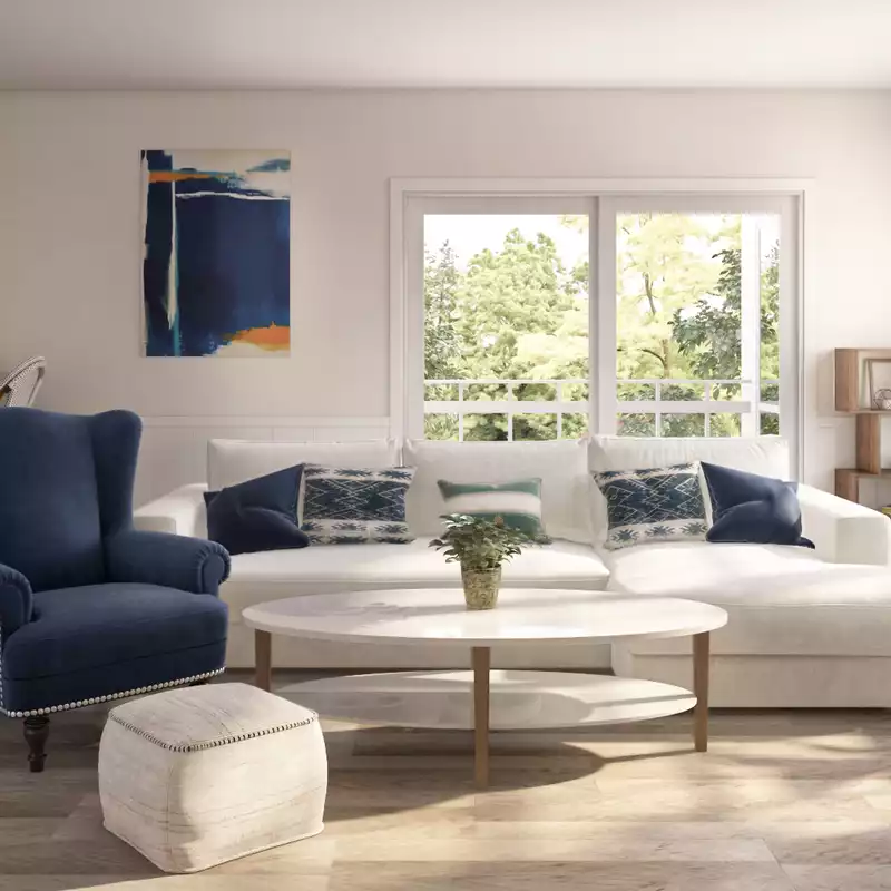 Bohemian, Midcentury Modern Living Room Design by Havenly Interior Designer Brianna