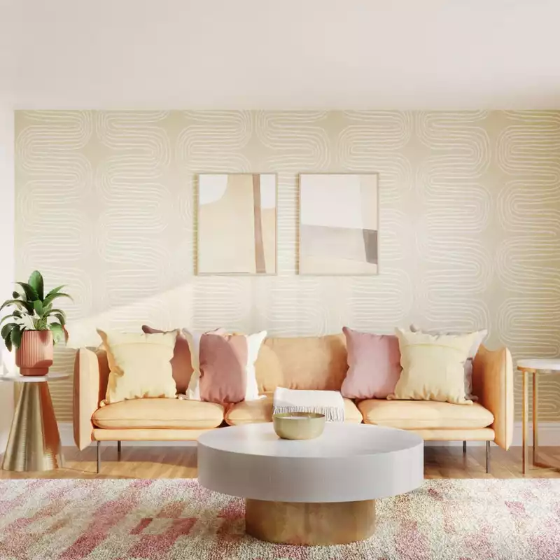 Bohemian, Midcentury Modern Living Room Design by Havenly Interior Designer Emmanuel