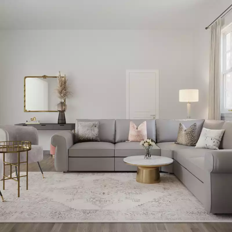 Glam, Transitional Living Room Design by Havenly Interior Designer Shannon