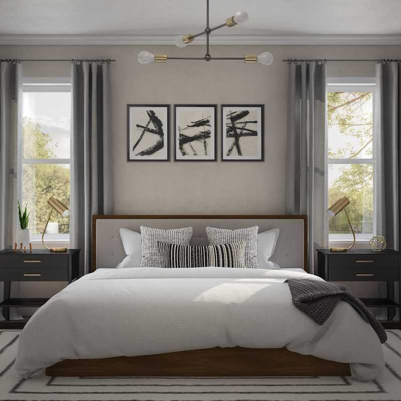 Modern, Industrial, Midcentury Modern Bedroom Design by Havenly Interior Designer Christina