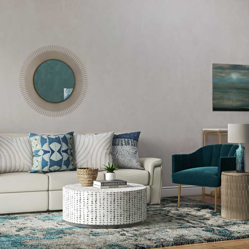 Coastal, Glam Living Room Design by Havenly Interior Designer Priscila